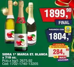 Maxiconsumo Sidra 1 marca et. blanca oferta