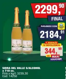 Maxiconsumo Sidra del valle s/alcohol oferta