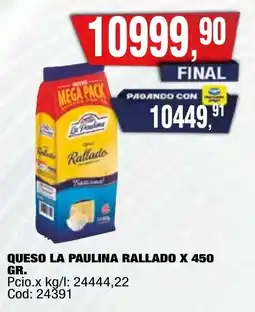 Maxiconsumo La paulina queso rallado oferta