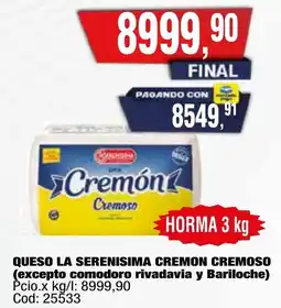 Maxiconsumo La serenisima queso cremón cremoso oferta