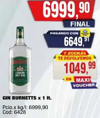 Maxiconsumo Burnetts gin oferta