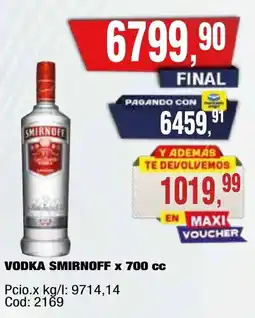 Maxiconsumo Smirnoff vodka oferta