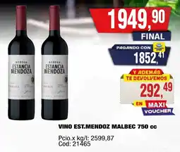 Maxiconsumo Est.mendoz vino malbec oferta