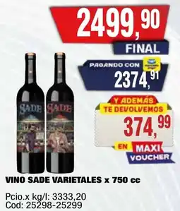 Maxiconsumo Sade vino varietales oferta