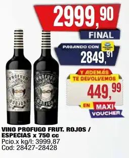 Maxiconsumo Profugo vino frut. rojos / especias oferta