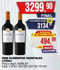 Maxiconsumo Elementos vino varietales oferta