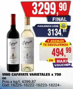 Maxiconsumo Cafayate vino varietales oferta