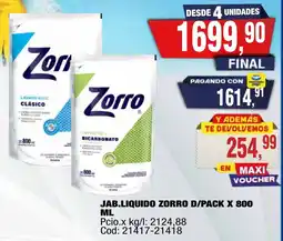 Maxiconsumo Zorro jab.liquido d/pack oferta