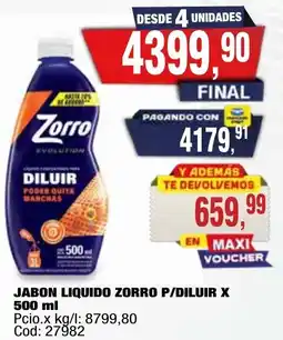 Maxiconsumo Zorro jabon liquido p/diluir oferta
