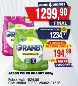 Maxiconsumo Granby jabon polvo oferta