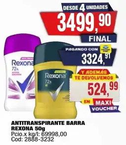 Maxiconsumo Rexona antitranspirante barra oferta