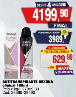 Maxiconsumo Rexona antitranspirante clinical oferta