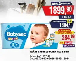 Maxiconsumo Babysec pañal ultra reg oferta