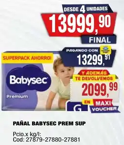 Maxiconsumo Babysec pañal prem sup oferta