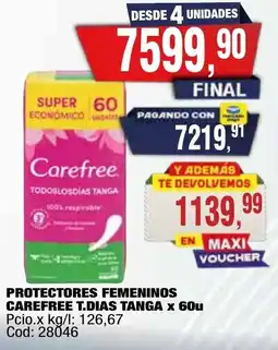 Maxiconsumo Carefree protectores femeninos t.dias tanga oferta