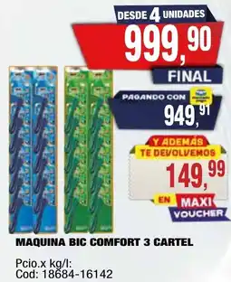 Maxiconsumo bic maquina comfort 3 cartel oferta