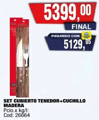 Maxiconsumo Set cubierto tenedor+cuchillo madera oferta