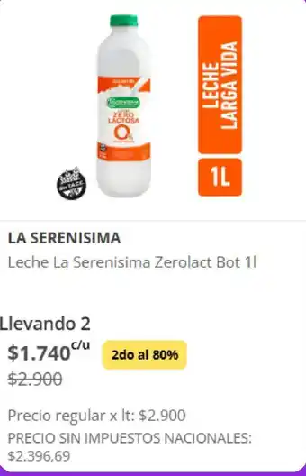 La serenisima leche zerolact bot