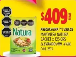 Supermercados Yaguar Natura mayonesa sachet oferta