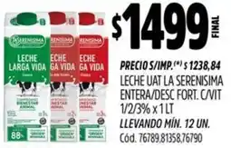 Supermercados Yaguar La serenisima leche uat entera/desc fort. c/vit 1/2/3% oferta