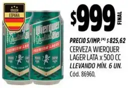 Supermercados Yaguar Wierquer cerveza lager lata oferta
