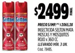 Supermercados Yaguar Selton insecticida mata moscas y mosquitos rojo oferta