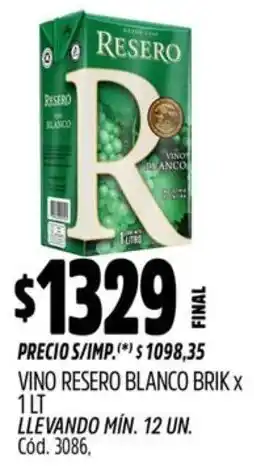 Supermercados Yaguar Resero vino blanco brik oferta