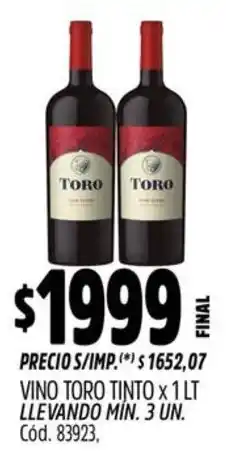 Supermercados Yaguar Toro vino tinto oferta