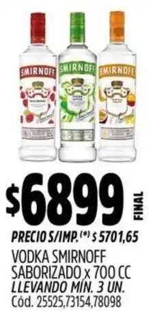 Supermercados Yaguar Smirnoff vodka saborizado oferta