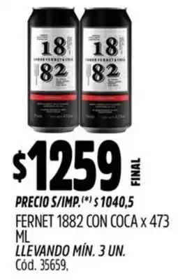 Supermercados Yaguar 1882 fernet con coca oferta