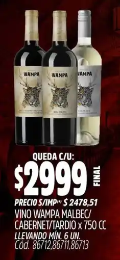 Supermercados Yaguar Wampa vino malbec/ cabernet/tardio oferta