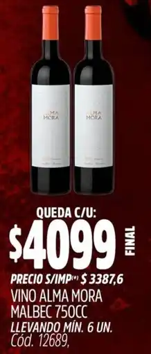 Supermercados Yaguar Alma vino mora malbec oferta