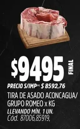 Supermercados Yaguar Tira de asado aconcagua/ grupo romeo oferta
