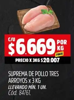 Supermercados Yaguar Suprema de pollo tres arroyos oferta