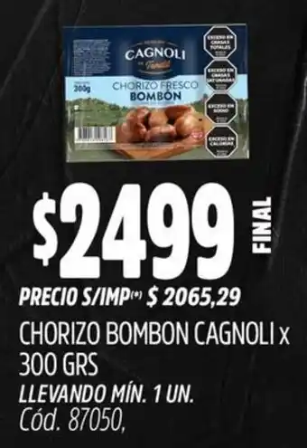 Supermercados Yaguar Chorizo bombon cagnoli oferta
