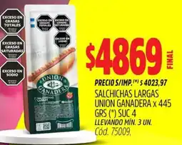 Supermercados Yaguar Salchichas largas union canadera oferta