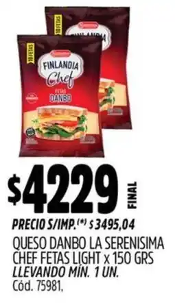 Supermercados Yaguar La serenisima queso danbo chef fetas light oferta