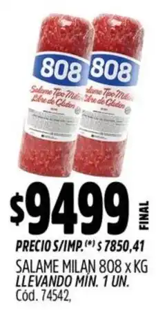 Supermercados Yaguar 808 salame milan oferta