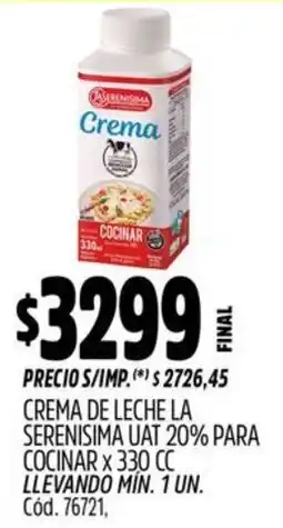 Supermercados Yaguar La serenisima crema de leche uat 20% para cocinar oferta