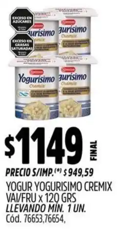 Supermercados Yaguar Yogurisimo yogur cremix vai/fru oferta