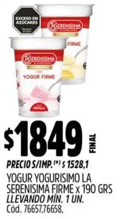 Supermercados Yaguar La serenisima yogur yogurisimo firme oferta