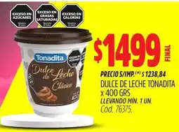 Supermercados Yaguar Tonadita dulce de leche oferta