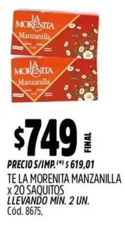 Supermercados Yaguar La morenita Té manzanilla oferta