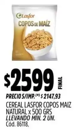 Supermercados Yaguar Lasfor copos maíz cereal natural oferta