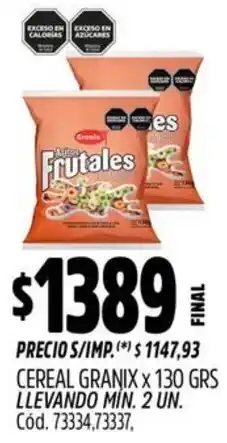 Supermercados Yaguar Granix cereal oferta