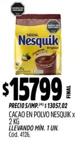 Supermercados Yaguar Nestlé nesquik cacao en polvo oferta