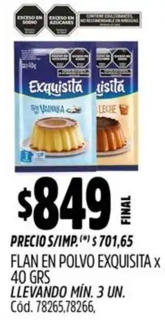 Supermercados Yaguar Exquisita flan en polvo oferta