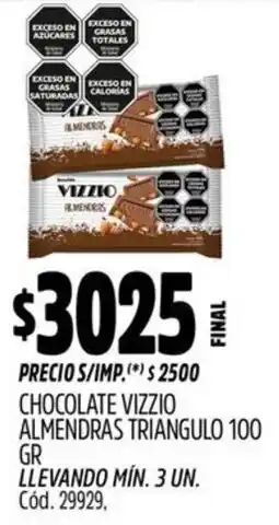 Supermercados Yaguar Vizzio chocolate almendras triangulo oferta