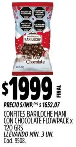 Supermercados Yaguar Bariloche confites mani con chocolate flowpack oferta