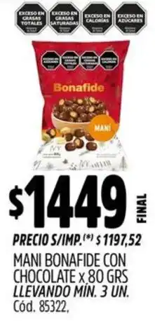 Supermercados Yaguar Bonafide mani con chocolate oferta